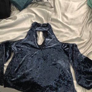 Off the shoulder, Long sleeve Velvet blouse